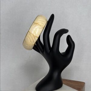 Vintage Estate Carved Bone and Brass Bangle Bracelet Lot C16